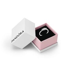 PANDORA - Moments Sterling Silver One Love Cubic Zirconia Ring - Lyst