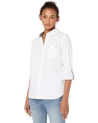 Tommy Hilfiger - Lange Hemden mit Knopfkragen für Frauen mit verstellbaren Ärmeln - Lyst