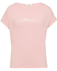S.oliver - Fließendes Jersey-Shirt mit Artwork und überschnittenen Schultern zartrosa 42 - Lyst