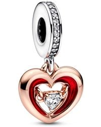 PANDORA - Two-tone Radiant Heart Dangle Charm 782450c01 Rose Gold-plated - Lyst
