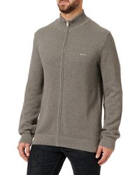 GANT - Cotton Pique Zip Cardigan Sweater - Lyst
