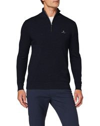 GANT - Cotton Half Zip Knit Jumper - Lyst