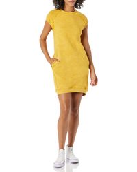 Goodthreads Heritage Fleece Short-sleeve Cocoon Dress With Pockets - Yellow