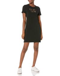 Calvin Klein - Short Sleeve Logo T-shirt Dress - Lyst