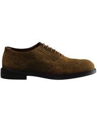 Hackett - Hackett Chino Pln Brogue Lace-up Brown Suede Leather S Shoes Hms20845 859 - Lyst