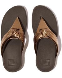 Fitflop - Lulu Padded-knot Metallic-leather Toe-post Sandals Wedge - Lyst