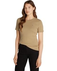 Tommy Hilfiger - Camiseta de ga Corta Mujer Slim Cody con Cuello Redondo - Lyst