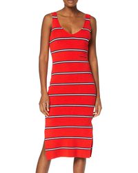 Tommy Hilfiger Donna Knitted Stripe Dress Vestito - Rosso