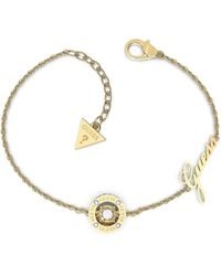 Guess - Bracelet Solitaire Jubb01462jwygs Stainless Steel Gold 15 Cm. Zirconite Circle - Lyst
