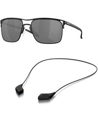 Oakley - Sunglasses Bundle: Oo 6048 604802 Holbrook Ti Satin Black Prizm Accessory Shiny Black Leash Kit - Lyst
