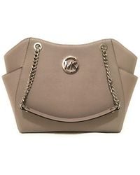 Michael Kors - Jet Set Travel Large Chain Shoulder Tote Handbag Pearl Grey - Lyst