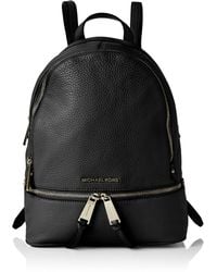 MICHAEL Michael Kors - Rhea Black Leather Zip Fastening Backpack - Lyst