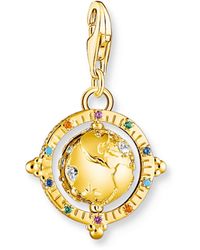 Thomas Sabo - Charm-Anhänger bunte Weltkugel aus hochwertigem 925er Sterlingsilber mit edler 750er Gelbgold-Vergoldung und buntem Steinbesatz - Lyst