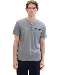 Tom Tailor - Basic Serafino T-Shirt mit Struktur - Lyst
