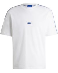 HUGO - S Neloy Cotton-jersey T-shirt With Tape Trims White - Lyst
