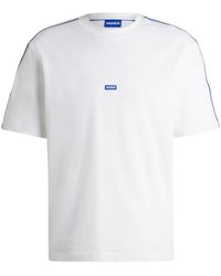 HUGO - S Neloy Tape-trim T-shirt In Cotton Jersey White - Lyst