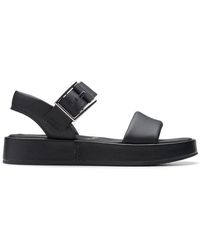 Clarks - Alda Strap Leather Sandals In Black Wide Fit Size 4.5 - Lyst