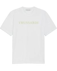 Trussardi - T-Shirt ica Corta Lettering Print Cotton Jersey 30/1 52T00724-1T005381 XXL Bianco - Lyst