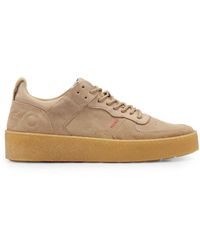 HUGO - Suede Lace-up Trainers With Backtab Logo - Lyst