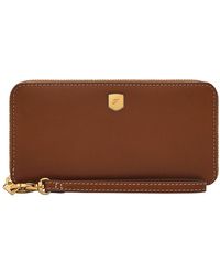 Fossil - Lennox Leather Zip Around Clutch Wallet - Lyst