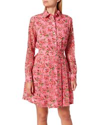 Love Moschino - Flared Shirt Long Sleeves with All-Over devoré Flowers Casual Dress - Lyst