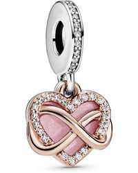 PANDORA - Icons Colgante con forma de corazón y símbolo de infinito en plata de ley y chapado en oro rosa de 14 quilates con circonitas - Lyst