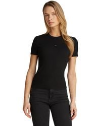 Calvin Klein - Ck Jeans Gewoven Label Rib Fitted Tee J20j225245 - Lyst
