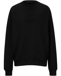 HUGO - Stacked-logo-embossed Sweatshirt In French Terry Cotton - Lyst