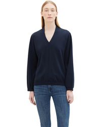 Tom Tailor - Basic Scuba Sweatshirt mit V-Ausschnitt - Lyst