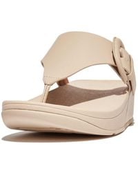 Fitflop - Lulu Covered-buckle Raw-edge Leather Toe-thongs Sandal - Lyst