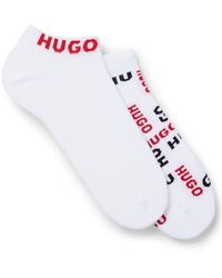 HUGO - S 2p As Logoallover Cc Two-pack Of Cotton-blend Ankle Socks With Logos - Lyst