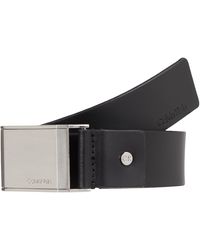 Calvin Klein - Belt Beveled Plaque 3.5 Cm Leather - Lyst