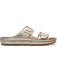 Clarks - Brookleigh Sun Leather Sandals In Champagne Standard Fit Size 3 - Lyst