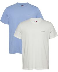 Tommy Hilfiger - Uomo T-Shirt iche Corte Confezione da 2 Linear Chest Scollo Rotondo - Lyst