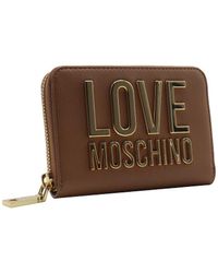 Love Moschino - Portafoglio con Logo Ziparound Piccolo Cammello - Lyst