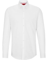 HUGO - S Koey Slim-fit Shirt In Easy-iron Cotton Twill White - Lyst