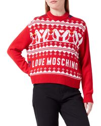 Love Moschino - Regular fit Long-Sleeved Roundneck Pullover in Wool Blend - Lyst