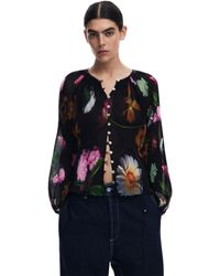 Desigual - Momo Black Floral Blouse 25swbw11 - Lyst