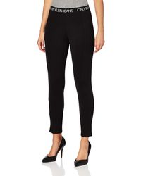 Calvin Klein Logo Elastic Milano Leggings Pantalones - Negro
