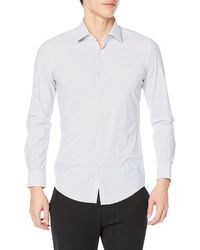 HUGO - S Kenno Slim-fit Shirt In Printed Performance-stretch Jersey White - Lyst
