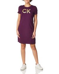 Calvin Klein - Short Sleeve Logo T-Shirt Dress Vestito Divertente - Lyst