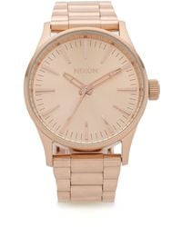 Nixon - Sentry 38 Leather A377595-00. Gunmetal And Gold 's Watch - Lyst