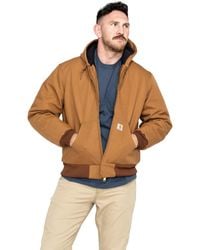 Carhartt - Big & Tall Quilted Flannel Lined Duck Active Jacket J140,brown,x-large Tall - Lyst