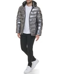 Guess - Holographic Hooded Puffer Jacket - Lyst