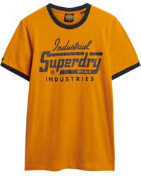 Superdry - Ringer Workwear T-Shirt mit Grafik Traditionell Ockerbraun/Finster Marineblau M - Lyst