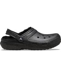 Crocs™ - Classic Fuzz Lined Glitter Clog Black Size 3 Uk / 4 Uk - Lyst