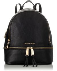 MICHAEL Michael Kors - Rhea Black Leather Zip Fastening Backpack - Lyst