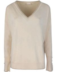 Liu Jo - Liu Jo Maglia Scollo A V WF4007MS49I Beige - Lyst