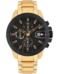 Tommy Hilfiger - Montre Double Fuseau Horaire pour avec Bracelet en Acier Inoxydable de Couleur Dorée - 1792199 - Lyst