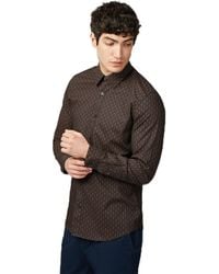 Ben Sherman - Big Size Linear Geo Print Long Sleeve Shirt For In Black - Lyst